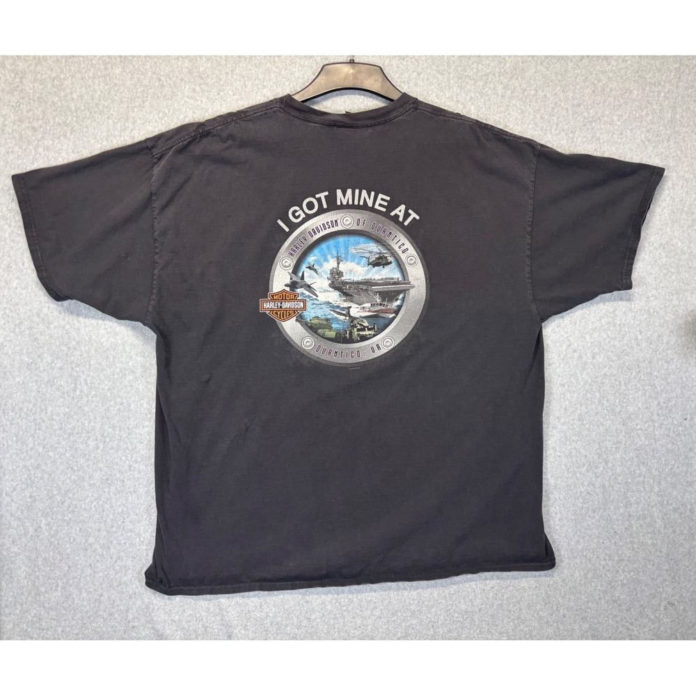 Harley-Davidson Quantico VA Military Graphic T-Shirt Black Hanes Beefy-T Men 2XL